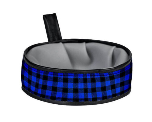 Trail Buddy Collapsible Dog Travel Bowl - Blue Plaid